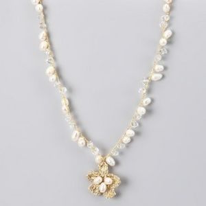 New Elly Preston  Pearl & Crystal Blossom Necklace